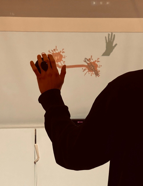 Painting in action on wall